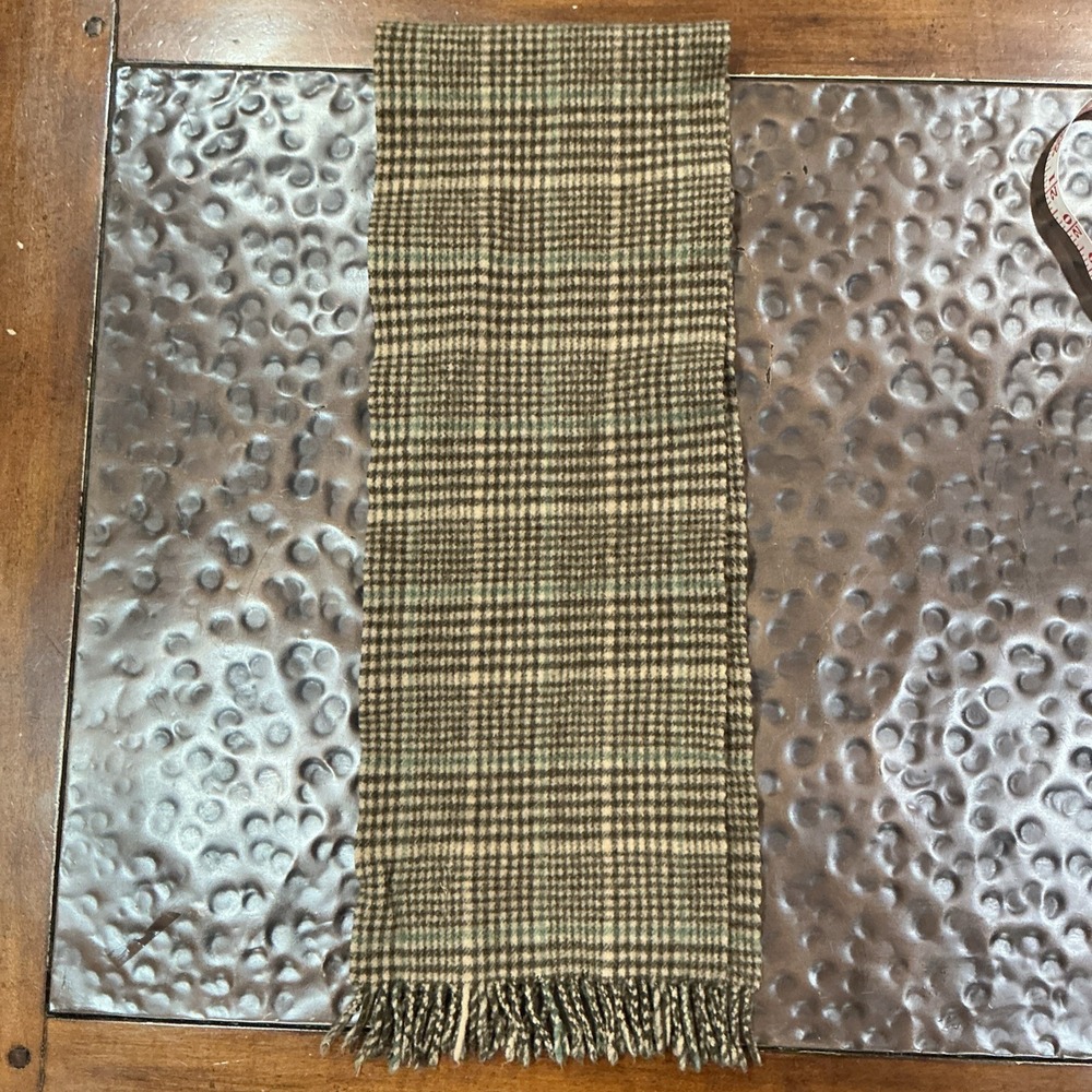 Polo Ralph Lauren Plaid Wool Scarf, Made In Scotland, Brown Pony, Fringe, VTG - Picture 5 of 5